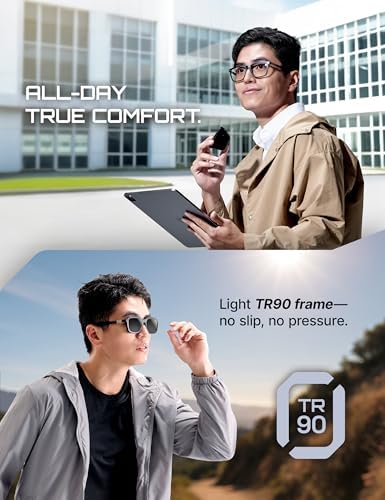 Blue Light Glasses with Magnetic Clip-On Sunglasses, Polarized UV400, Lightweight TR90 Frame