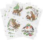 Christmas Napkins - 40pcs Winter Animal Lunch Napkins, Fox, Bird, Deer, Owl, Forest Animals, Cabin Decor