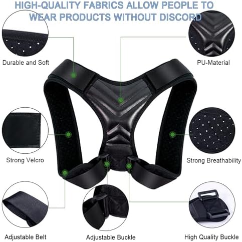Posture Corrector, Back Brace for Women and Men, Adjustable Back Support, Shoulder Straightener for Improving Hunchback, Providing Pain Relief from Neck, Shoulder, and Upper Back-Black