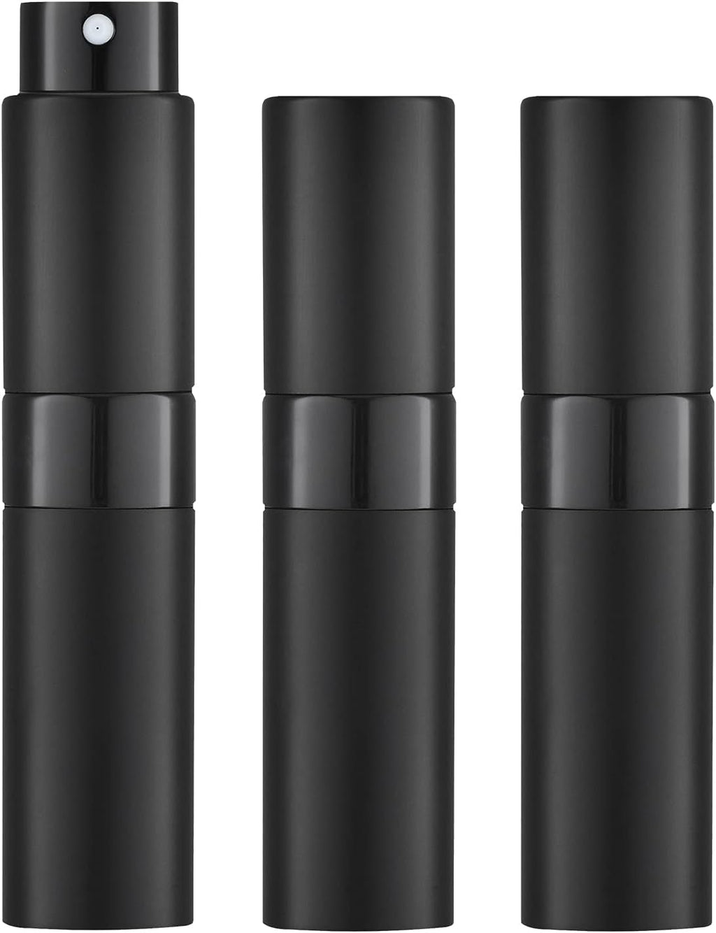 LISAPACK 8ML Atomizer Perfume Spray Bottle for Travel (3 PCS) Empty Cologne Dispenser, Portable Sprayer Travel Essentials for Men and Women (Black)
