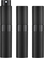 LISAPACK 8ML Atomizer Perfume Spray Bottle for Travel (3 PCS) Empty Cologne Dispenser, Portable Sprayer Travel Essentials for Men and Women (Black)