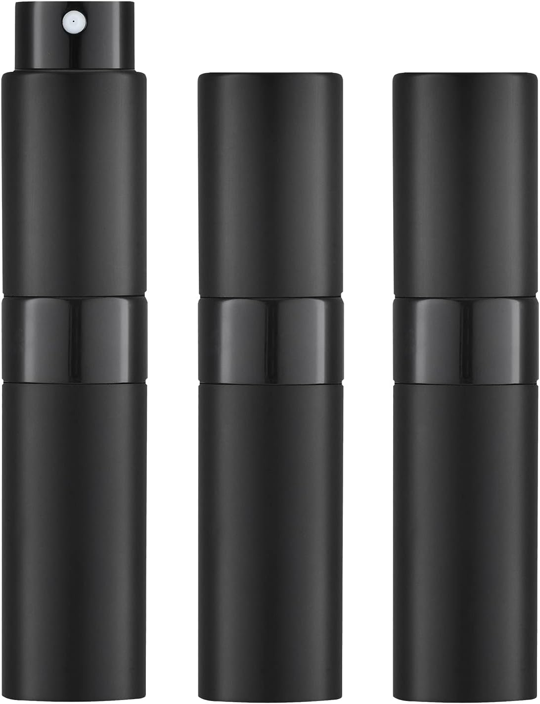 LISAPACK 8ML Atomizer Perfume Spray Bottle for Travel (3 PCS) Empty Cologne Dispenser, Portable Sprayer Travel Essentials for Men and Women (Black)