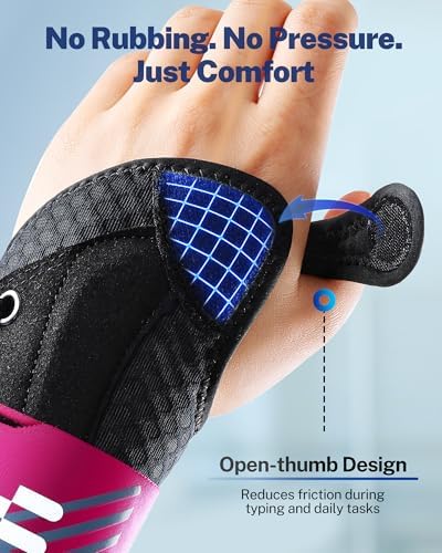 Open Thumb Wrist Brace for Carpal Tunnel Relief, Removable Support Splint for Daytime Typing & Night Support, Adjustable & Breathable, Wrist Support for Arthritis Tendonitis, Right Hand S/M