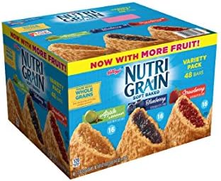 Kellogg's Nutri-Grain Variety Pack Soft Baked Breakfast Bars - Grab-N-Go Snacks, Apple Cinnamon, Blueberry, and Strawberry (48 Count)