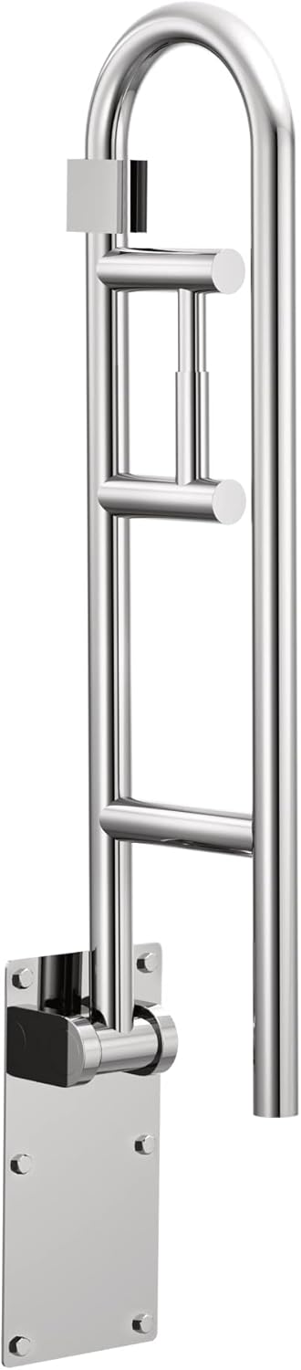 Moen Home Care Bathroom Safety 30 Inch Stainless Steel Flip Up Bathroom HandicapGrab Bar with Toilet Paper Holder, Elderly Assistance Product, R8962FD