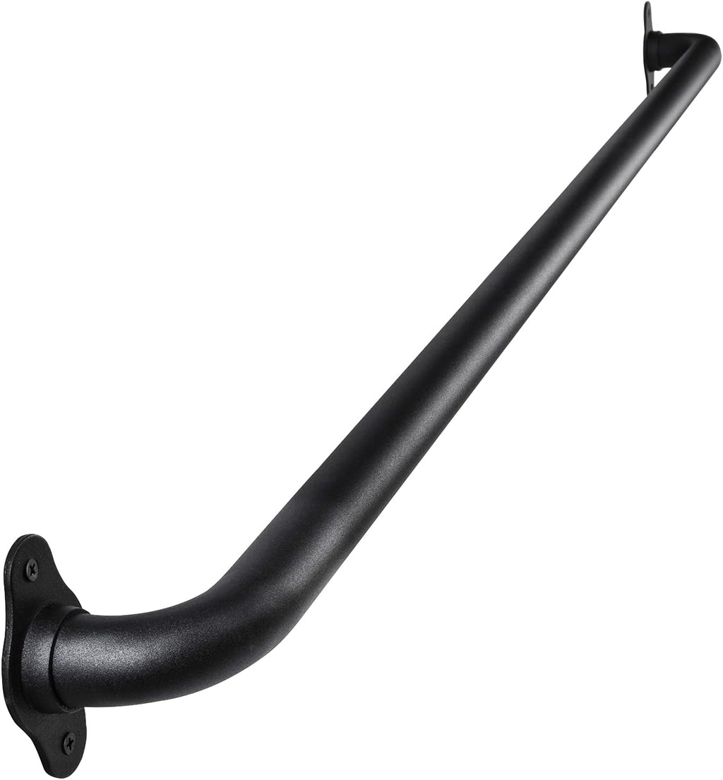 45 Inch Black No-Slip Hand Rails for Indoor Stairs, Wall Mount Staircase Handrail - Outdoor Metal Stair Railing, Iron Banister Rail, Outside Safety Grab Bar for Elderly or Disabled