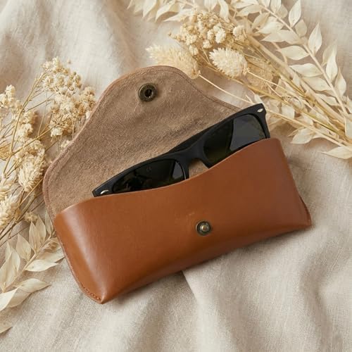 Compatible with Ray Ban Case,Brown Leather Compatible with Rayban Sunglasses Case Fit for Ray-Ban Meta Smart Glass.