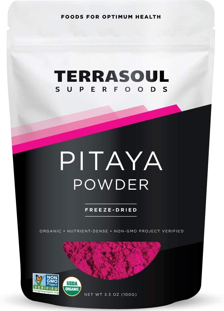 Terrasoul Superfoods Organic Freeze-Dried Pitaya Powder (Dragonfruit), 3.5 Oz - Vibrant Color | Antioxidants | Vitamin C
