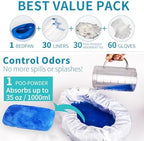 Bedpan Set with 30 Absorbent Pads Gel and 30 Disposable Liners, Bed Pan for Elderly Females Women, Bedpan with Liners for Men Male