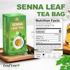 LeafLea 40 Senna Tea Bags – 100% Pure Senna Leaves, Herbal Laxative Tea for Gentle Constipation Relief, Caffeine-Free, Sugar-Free, Gluten-Free, Non-GMO, Vegan, Supports Digestive Health