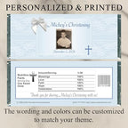 Photo Christening Personalized Wrappers for Chocolate Bars, Party Favors (Set of 12)(W724)(W733)