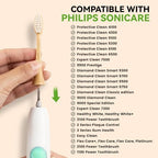 Bamboo Toothbrush Heads Compatible with Philips Sonicare, Soft Castor-Oil Bristles, Biodegradable Toothbrush Replacement Heads, Eco-Friendly & Daily Cleaning