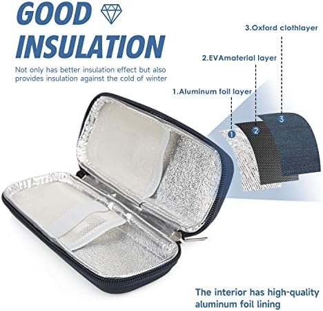 YOUSHARES Insulin Cooler Travel Case, Small EVA Diabetic Insulated Organizer Portable Cooling Bag for Medication Cooling Insulation, Epi Pen Carrying Bag with 2 Ice Pack (Navy Blue)