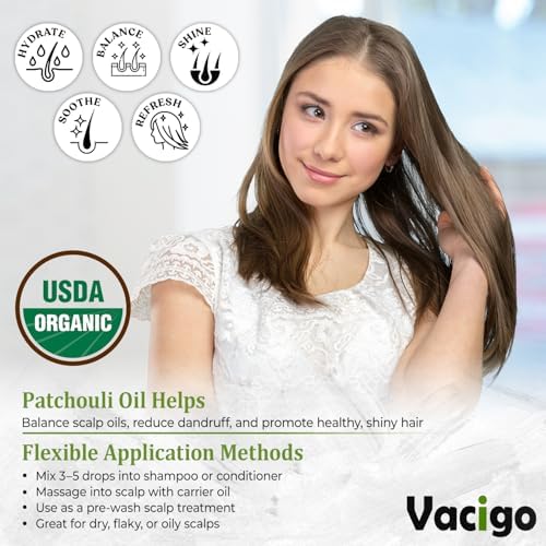 Organic Patchouli Essential Oil – 100% Pure & Natural – Therapeutic Grade, Undiluted Patchouli Oil for Skincare, Diffusers, Candle Making & Aromatherapy – 0.51 fl oz – Sourced from Burundi