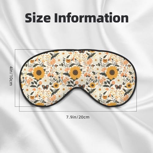 Eye Sleep Mask for Women Men - Adjustable Buckle Flower Sunflower Butterfly Print Travel Eye Masks for Sleep Mask Blackout, Comfy Sleeping Blindfolds for Women Men, Funny Blindfolds for Party Games
