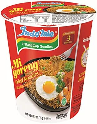 Indomie Mi Goreng Instant Stir Fry Noodles Cup, Halal Certified, Original Flavor, 2.65 Ounce (Pack of 12)
