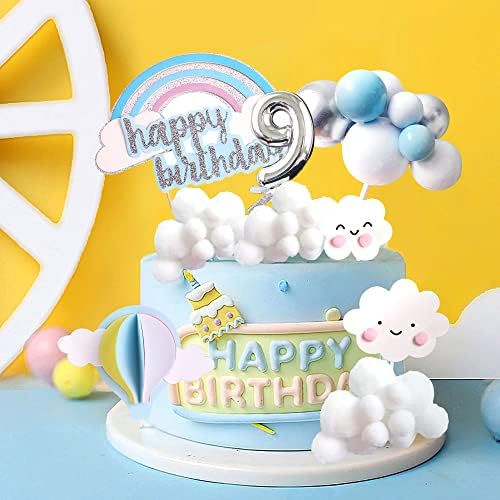 LaVenty On Cloud 9 Cake Decoration On Cloud 9 Birthday Cake Topper 9 Birthday Cake Decoration On Cloud 9 Party Supplies Cloud Cake Toppers