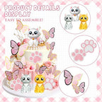 LaVenty Cat Cake Topper Kitty Cake Topper Decorations for Cat Themed Birthday Party Cute Meow Birthday Party Girl Baby Shower Party Decoration