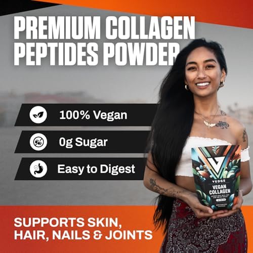 VEDGE Vegan Collagen Powder - Plant-Based Collagen Supplement for Hair, Skin, Nails, Joint & Gut Health. Collagen Peptides