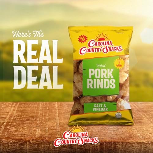 Carolina Country Snacks - Fried Pork Rinds Salt & Vinegar 1.75 oz (50g) | Bold Flavor, Crunchy Delight