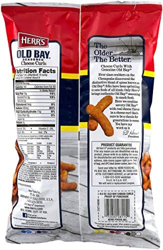 Herr's Old Bay Seasoned Cheese Curls 7.5 Oz (3 Bags)