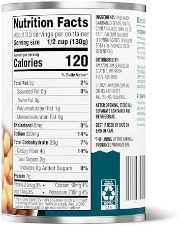 Amazon Grocery, Canned Garbanzo Beans, 15.5 Oz