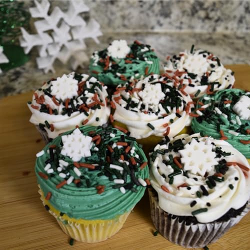 Christmas Holidays Edible Cake Decorations - Candy or Cupcake Topper - 15 Count Snowflake Assortment