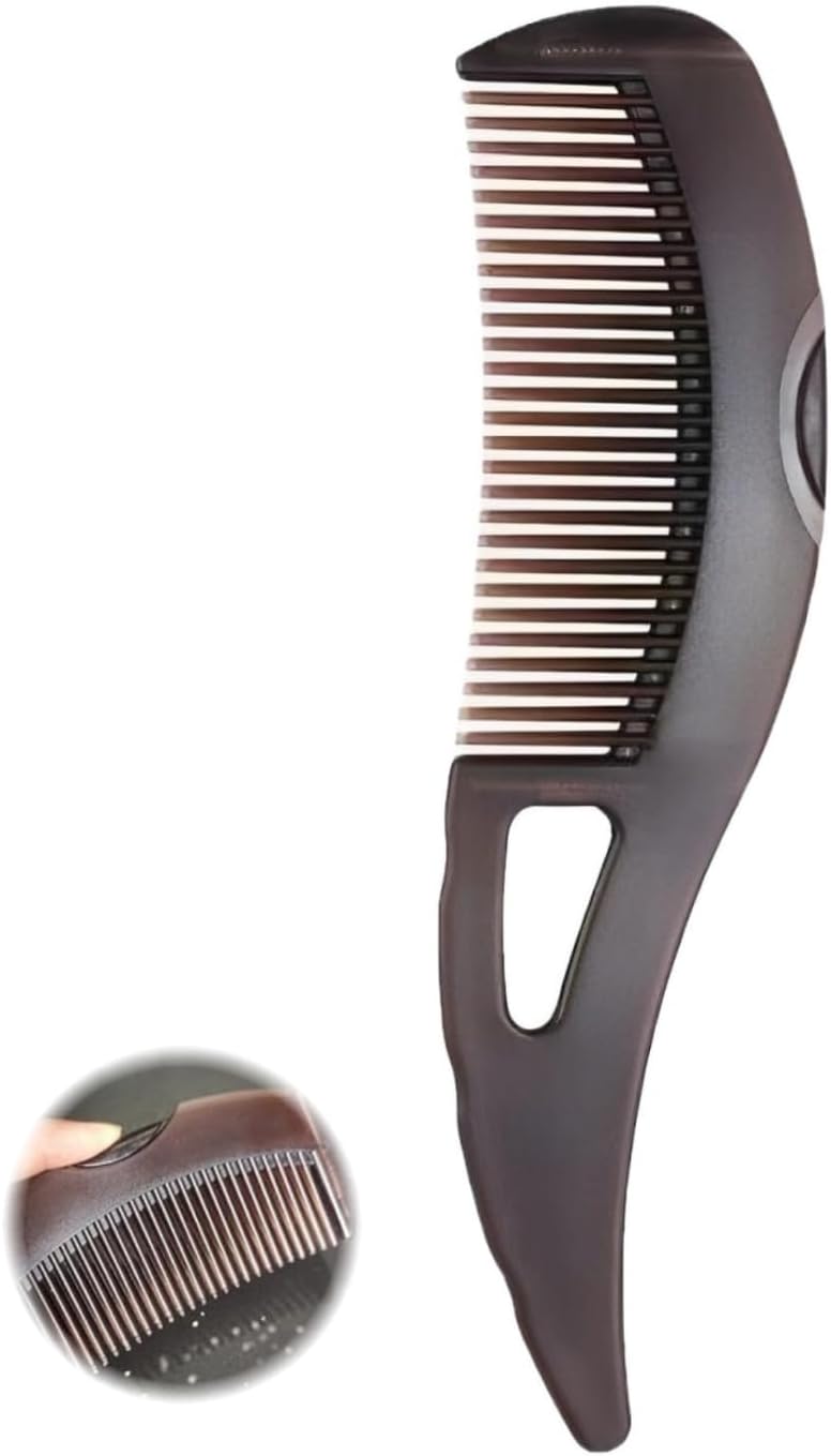 Dandruff Comb with Self-Cleaning Hollow Teeth Detox Scalp Sweep Oil Removal Lice Comb Multifunctional Hair Combs for Women Men Kids (Brown)