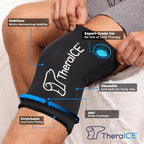 TheraICE Knee Ice Pack Wrap Compression Sleeve for Injuries | Reusable Gel Cold Packs Brace Plus Cold Wrap Recovery for Meniscus Tear, ACL Post Surgery, MCL Pain Relief Without Machine | Women & Men