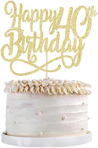 Gold Glitter Happy 40th Birthday Cake Topper,Cheers to 40 Years,happy 40th Birthday Cake Topper,40th Anniversary Cake Topper， men and women 40 years old happy birthday Party Decoration