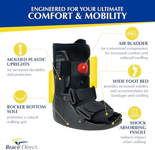Brace Direct Air CAM Walker Boot for Foot and Ankle Fractures Sprains and Post Surgical Recovery - Lightweight Short Orthopedic Boot (US SHOE: Men 11-12.5 Women 12-13.5)