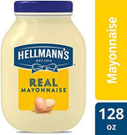 Hellmann's Real Mayonnaise Jar,Condiment for Sandwiches,Salads,Mayo Made with 100% Cage Free Eggs,Gluten Free,Vegetarian,Kosher,1 Gallon,128 oz,(Pack of 2)