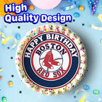 7.5 boston R.S Basketball Cake Topper – Round Edible Birthday Cake Decorations, Happy Birthday Cake