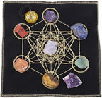 Amogeeli 7 Chakra Stone & Metatron’s Cube Sacred Geometry Energy Mat Crystal Grid Set for Beginner Divination Meditation Altar, Healing Stone Decoration for Energy Chakra Reiki Wicca
