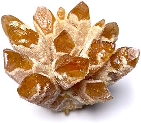 Natural Crystal Cluster Clear Quartz Mineral Green Ghost Crystal Cluster Amethsyt Cluster Healing Ornament (Yellow Cluster 2, 0.88-1.1lb)