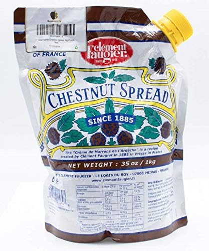 Clement Faugier Chestnut Spread From France 35.2 oz Chestnut Jam Pouch | Creme De Marron Chestnut Puree | Chestnut Paste French | Gourmet Chestnut Cream, Kosher | Produced For Gourmanity