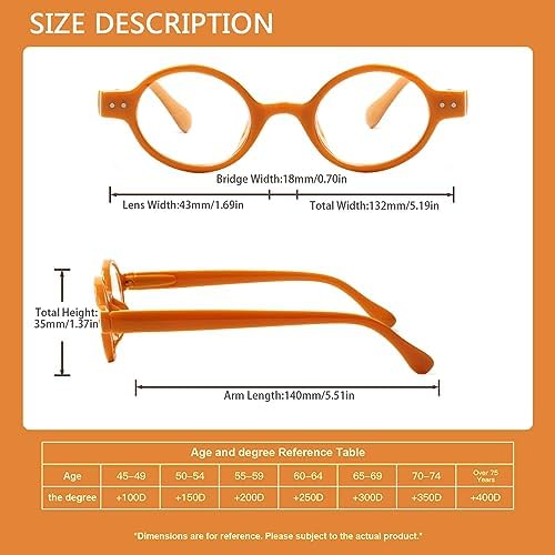 JOSCHOO 5 Pack Retro Round Reading Glasses Mini Small Comfortable Readers for Women Men (5 Mix Clour-4, 2.25)