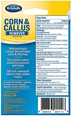 Dr. Scholl's Liquid Corn & Callus Remover, 0.33 Ounce // Removes Corns & Calluses Fast with Cushions That Provide Protection Against Shoe Pressure and Friction for All-Day Pain Relief