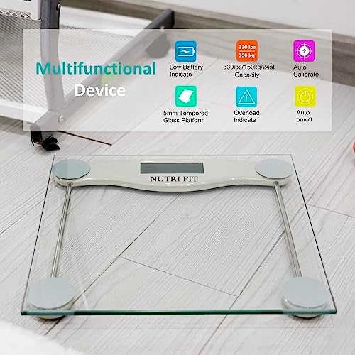 Digital Bathroom Scale for Body Weight, Precision Weighing Scale for Weight Loss, High Accuracy Measurements, 330 Pounds, Step on Technology