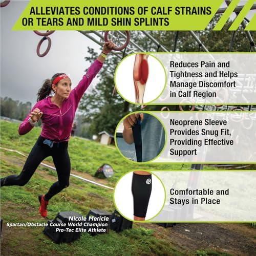 Pro-Tec Athletics Calf Sleeve, Neoprene Compression Support for Shin Splints and Calf Strains, Provides Therapeutic Warmth and Increases Circulation, while Supporting Muscles of Lower Leg, Medium