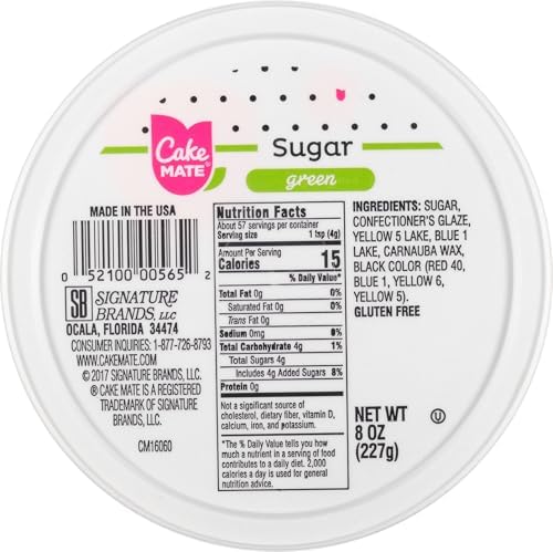 Cake Mate St. Patricks Green Sanding Sugar – Edible Green Decorating Sugar for Cupcakes, Cakes, Cookies, Desserts, Cocktails – Perfect for Cake Decorating, Holiday Treats, and Special Occasions (8 oz)