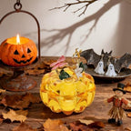 Healifty Crystal Pumpkin Jewelry Box with Metal Flower Stem Lid Trinket Box Glass Figurine for Fall Decor Earrings Storage Art Home Thanksgiving Ornament 3.34 inch