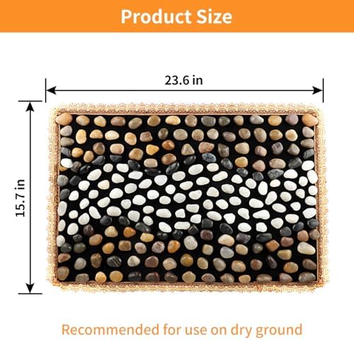 Pebbles Massage Mat, Reflexology Foot Massager, Cobblestones Foot Acupressure Pad for Tired Feet Relaxation (23.6"×15.7")