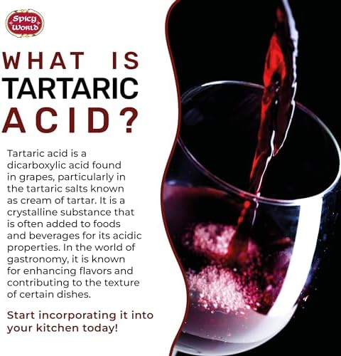 Spicy World Tartaric Acid Pure 14oz Large Bag - Top Grade, USP Certified, Food Grade, Vegan - Perfect for Wine Making, Mead