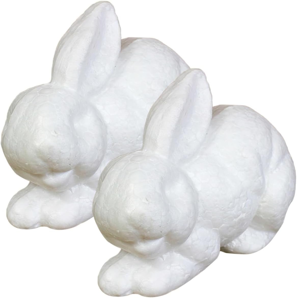 FUOYLOO Foam Rabbit Craft Figurines 2Pcs 17.3X12.5X8.5Cm White DIY Easter Decoration Unfinished Bunny Modeling for and Home Seasonal Décor