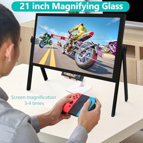 21" Screen Magnifier for Laptop, 3D HD Screen Magnifying for Movies, Videos, and Gaming, Screen Enlarger with Adjustable Angle Design Amplifier Desktop Magnifier for Seniors Reading(Black)