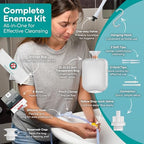 Medi Grade Enema Kit for Adults, 0.53 Gal Capacity - Transparent, Hands-Free with One-Way Valve, 4 Tips and Enema Bag - Enemas for Colon Cleanse for Women and Men - for Coffee Enema & Colon Cleansing