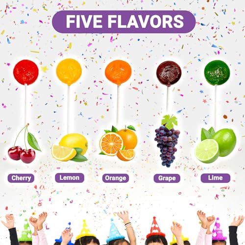 Lollipops Individually Wrapped - 2 Pound (About 75 pcs.) Bulk Suckers for Kids - Classic Lollipops Bulk Flats -5 Assorted Fruit Flavors - Holiday Candy