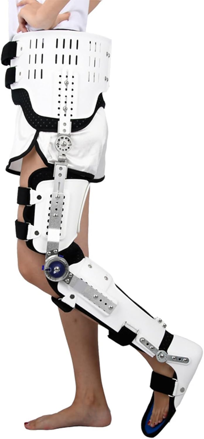 Knee Support Brace, Hip Knee Ankle Foot Orthosis Braces with Walking Boots for Hip Fracture Rehabilitation Equipment, Full Leg Brace for Adults