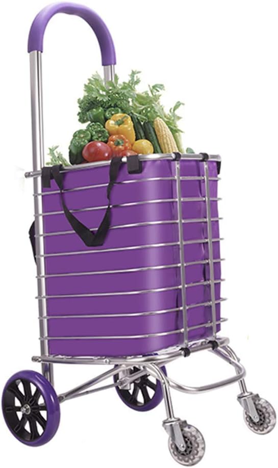 Shopping Trolleys,Shopping Cart Trolley Folding Cart Trailer Trolley Portable Home Elderly Goods Small Cart Climbing Stairs Purple,4 Wheels,31x38x34CM Multifunctional